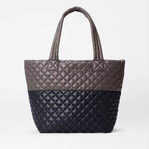 MZ Wallace Medium Quilted Gray and Black Tote